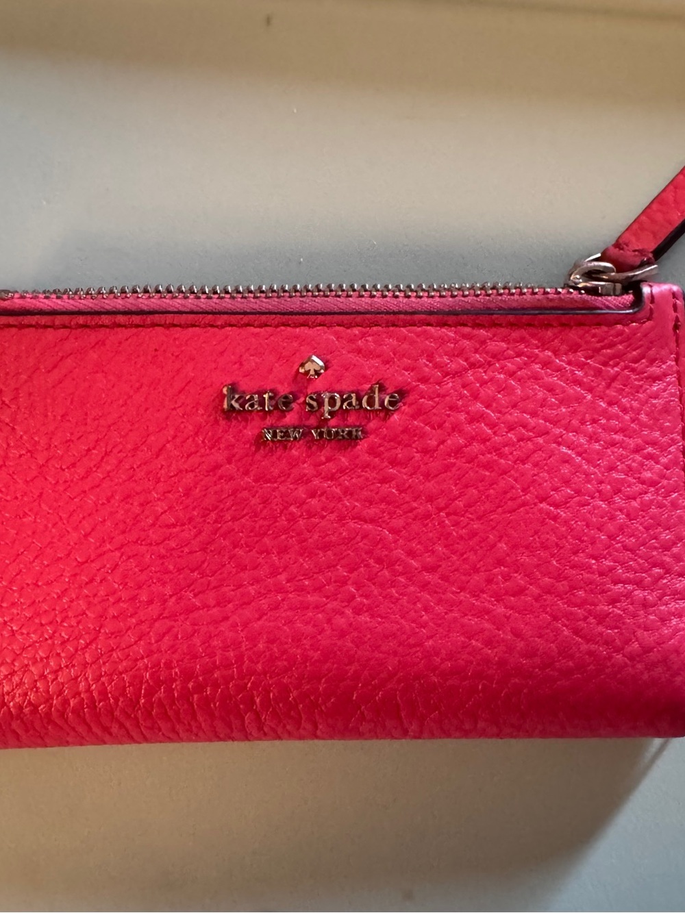 KateSpade  Hot Pink Pebbled Leather Wristlet Clutch